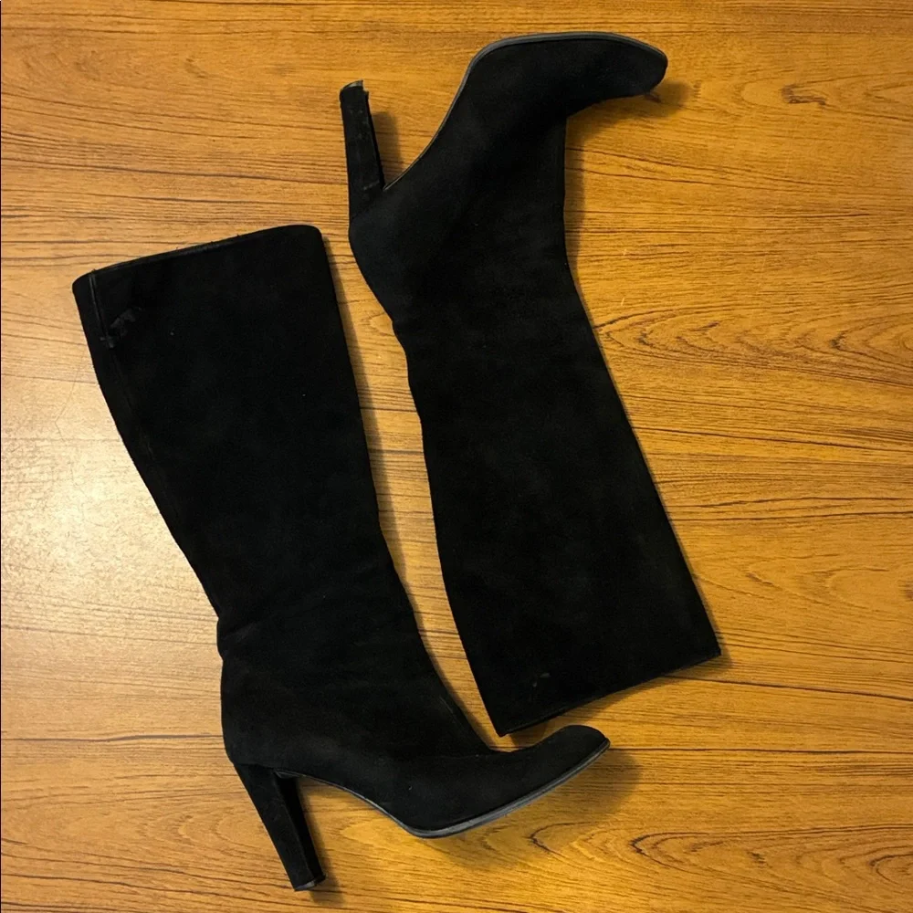 Chic Black Suede Heeled Boots for Women - Picture 1 of 7